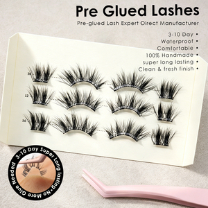 Cils pré-encollés imperméables longue tenue 7 jours, effet naturel et volumineux, avec boîte magnétique en carton acrylique personnalisée pour le Royaume-Uni, la France et l'Europe - Product Image 1