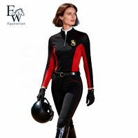 Haut d'équitation à manches longues pour femme EW, respirant, avec quart de zip, sous-vêtement d'équitation, OEM ODM personnalisé