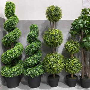 PZ-1-132 Ruopei กระถางต้นไม้ Topiary ประดิษฐ์ต้นไม้ไซเปรสสีเขียวสําหรับตกแต่งบ้านในร่มกลางแจ้ง - Product Image 1