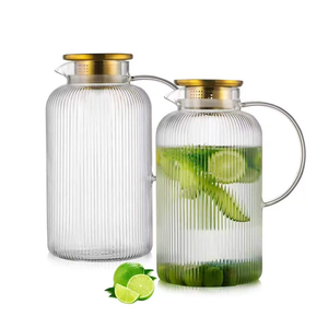 Pichet à eau en <span class=keywords><strong>verre</strong></span> borosilicate transparent de luxe, résistant à la chaleur, de haute qualité, durable, best-seller, 68 oz, avec couvercle - Product Image 2