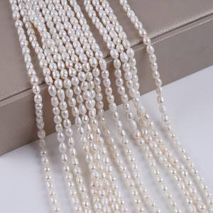 Promotion : Chaîne de perles de riz blanches de 4-5 mm, perles d'eau douce naturelles, perles en vrac pour la fabrication de bijoux, couleur Zhuji - Product Image 1
