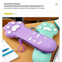 Porte-monnaie en forme de patte de chat multicolore, étui de rangement en silicone durable pour étudiants