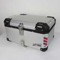 Boîte latérale de moto JPAD, coffre de haute qualité, ensembles de logos personnalisés, 65L, noir/argent, bagages de rangement