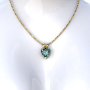 Elvora Gems Solitaire Pendant 1CT 4CT Heart Cyan Blue Moissanite Rhodium Plated 18K Gold IGI Certified Wedding Bunny Ear Bale - Product Image 6