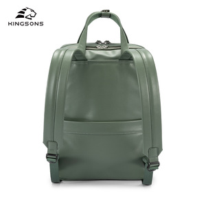 Kingsons Premium Pu Leather <b>Backpack</b> Light Green Dark Green Blue Khaki Soft Handle Zipper Closure Everyday <b>Business</b> Use - Product Image 2