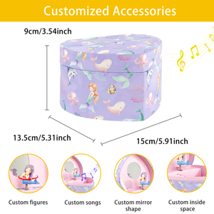 <span class=keywords><strong>Boîte</strong></span> <span class=keywords><strong>à</strong></span> musique sirène en forme de cœur avec miroir et figurine rotative, thème océan pour enfants, pour filles, vente en gros d'usine - Product Image 4