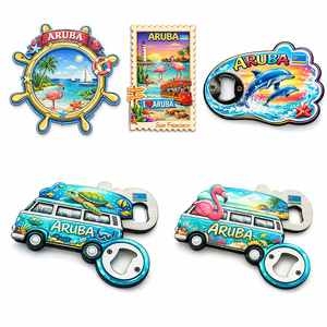 Aimant de réfrigérateur en MDF de style Aruba Ocean Beach, design personnalisé, forme rectangulaire, souvenir décoratif, durable, léger, pour touristes - Product Image 5