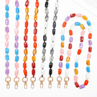 Lot de lanières de téléphone bandoulière en perles acryliques colorées, perles de 8 mm, longueur 134 cm, porte-clés métalliques, porte-carte d'identité personnalisé pour fans BTS
