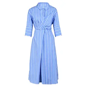 2024 Bettergirl French Temperament Bow Lace-up Striped Skirt Autumn New Pleated Waist With Trousers Over The Knee Dress