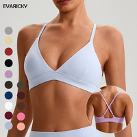 EVARICKY Top Corto de Yoga con Espalda Cruzada para Mujer, Sujetador Deportivo Elástico para Entrenamiento, Ropa Deportiva, Sujetador Deportivo con Cuello en V Profundo para Yoga, Gimnasio y Entrenamiento