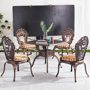 quadrato da cortile sedie cuscino <span class=keywords><strong>mobili</strong></span> da esterno impilabile moderno tavolo da pranzo in alluminio pressofuso Set <span class=keywords><strong>per</strong></span> 4 posti - Product Image 3