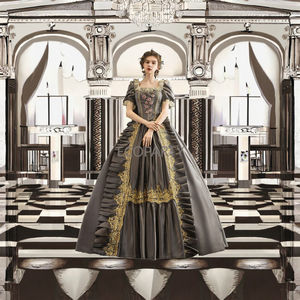 Vestido de Baile Rococó Estilo Victoriano del Siglo XVIII de María Antonieta para Mujer, Hecho a Medida con Encaje Gris, Disfraz para Drop Shipping, Pedido Mínimo 1 Pieza - Product Image 2