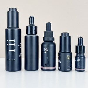 Hot 1oz 2oz 50ml 100 <b>Empty</b> Frosted Matte Black Custom Skin Care Cream Containers Glass <b>Plastic</b> Cosmetic Jar Foam Dropper <b>Bottle</b> - Product Image 5