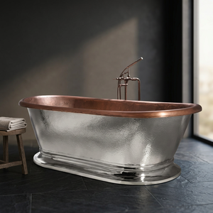 Bañera Independiente de Cobre con Acabado Plateado Martillado, Bañera Ovalada Hecha a Mano, Bañera Clásica para Adultos, para Baño, Hotel, Villa - Product Image 5