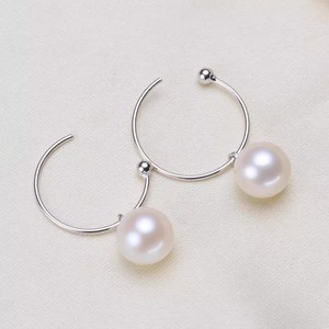 Accessoires en argent pur S925 pour perles DIY, perles elliptiques de 7 à 10 mm, boucles d'oreilles en forme de C avec support creux, boucles d'oreilles à clous 2163 - Product Image 3