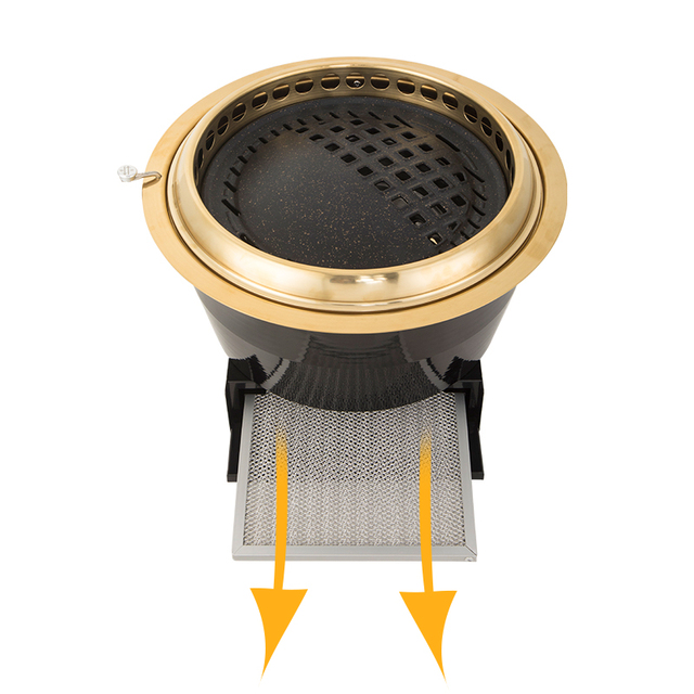 New Style Commercial Downdraft Smoke Charcoal Grill Indoor Embedded Smokeless Barbecue Equipment Stainless Steel Remote Control