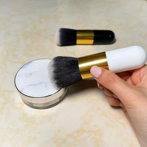 Commercio all'ingrosso Kabuki piatto trucco cosmetico spazzola con Logo personalizzato di qualità dei capelli sintetici e maniglia per singola fondazione - Product Image 5