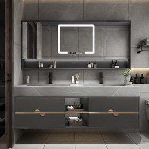 Modern smart solid wood bathroom cabinet combination modern simple smart <b>mirror</b> cabinet wash basin washbasin - Product Image 2