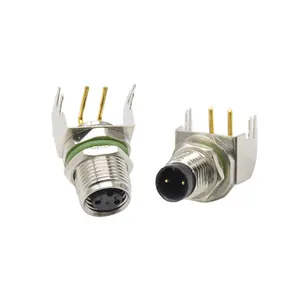 M8 connector pcb shielded contact 2 pin A code Male Female angled socket M8 waterproof connector