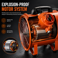 Ventilateur axial antidéflagrant portable de 8 à 20 pouces, souffleur de ventilation industriel, ventilateur d'évacuation pour tunnel et espace confiné avec flexible