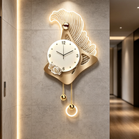 Jam Dinding Kuarsa Mewah Berbentuk Gelombang dengan Lampu LED - Desain Still Life Modern, Tanpa Suara, Dioperasikan dengan Baterai untuk Ruang Tamu