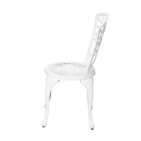 Ensemble de salle à manger bistro patio blanc 3 pièces mobilier extérieur balcon jardin café table ronde en fonte d'aluminium et chaises 2 places