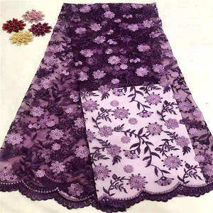 Dentelle brodée florale colorée DELACE, tissu brodé floral, tissu en dentelle simple et élégant - Product Image 3