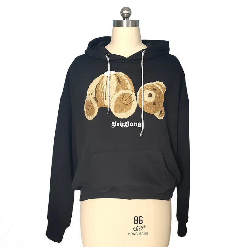 Thương Hiệu Nổi Tiếng Cổ Phiếu 60% Cotton 40% Polyester Khăn Thêu Teddy Bear Nam Hoodi Của Phụ Nữ Hoodies & Áo Nỉ