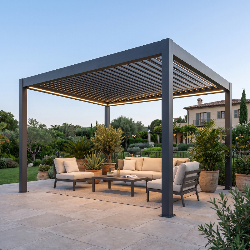 Greenawn Modern Electric Aluminum Pergola Bioclimatic Pergola Gazebo Outdoor Louvered Roof For Outdoor Restaurant Dining Area · image 4