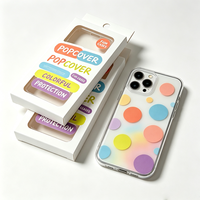 Vente en gros d'étuis de téléphone minimalistes de style coréen, couleur unie, emballage en papier avec fenêtre transparente en PVC