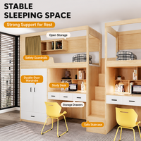 Lit superposé minimaliste en bois avec bureau intégré, style capsule spatiale - Idéal pour les hôtels, les auberges, les dortoirs et les écoles