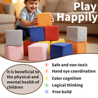 40 Stück Bunte Plüsch-Schaumstoff-Würfel Bausteine Modernes Konstruktions-Thema Montessori Sensorisches Lernspielzeug für Kleinkinder