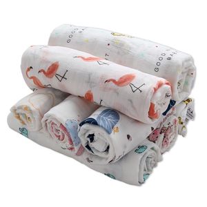 Wholesale Custom Print Organic Bamboo Cotton Double Gauze Newborn Baby Muslin Swaddle Receiving <strong>Blanket</strong> <strong>Wraps</strong> for Newborns - Product Image 2
