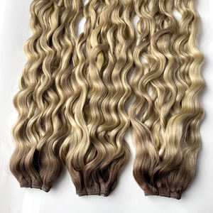 Extensiones de Cabello Remy Europeo con Doble Trama, Teñidas, con Textura de Ondas de Agua Rizadas, Color <span class=keywords><strong>Balayage</strong></span>, Todos los Colores Disponibles - Product Image 3