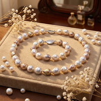 Ensemble de colliers et bracelets avec perles naturelles d'eau douce, bijoux colorés, mélange de couleurs, style Baroque, 11-12mm, offre spéciale