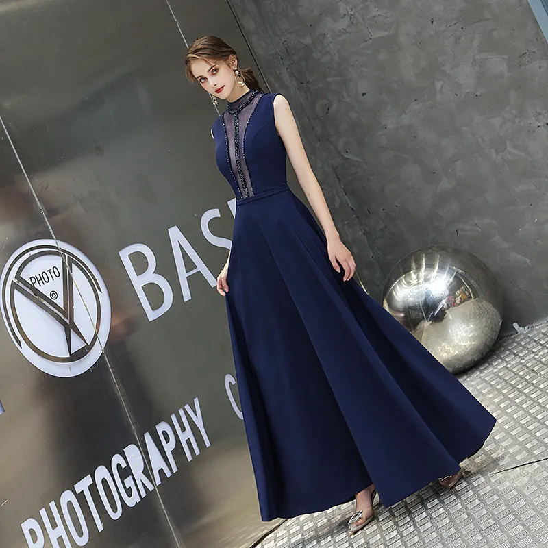 Noble Navy Blue Evening Gown - Perfect for Formal Parties