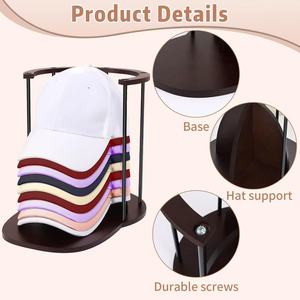Support de rangement personnalisé pour casquettes de baseball, organisateur empilable en bois pour casquettes de baseball, support de rangement en fer forgé. - Product Image 2