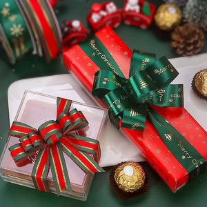 Exquisite DIY Christmas Bow Wrap <b>Ribbon</b> Hot Gold Silk Polyester for <b>Cake</b> Box Gift Flower Decoration - Product Image 5