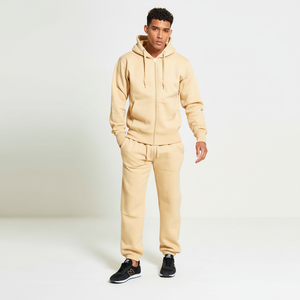 Chándales de algodón puro 100% con logotipo personalizado de alta calidad para hombre, chándal de dos piezas de poliéster y algodón, chándal de Color sólido - Product Image 1