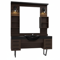 Station de Coiffure Professionnelle avec Miroir, Mobilier de Salon Commercial en Bois Durable, Unité Traditionnelle pour Coiffeur Fabriquée en Turquie, Salons de Manucure