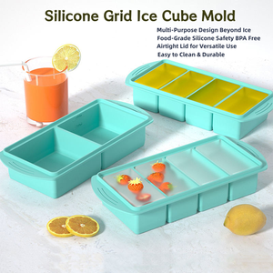 Bac à glaçons en silicone en gros avec couvercle et compartiment, facile à démouler, approuvé, sans BPA, sans danger pour les aliments, pour congélateur - Product Image 2
