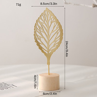 Décorations de style nordique en métal de luxe léger pour la maison, le salon, l'entrée, le meuble à vin, ornements en fer forgé en forme de feuille de Ginkgo
