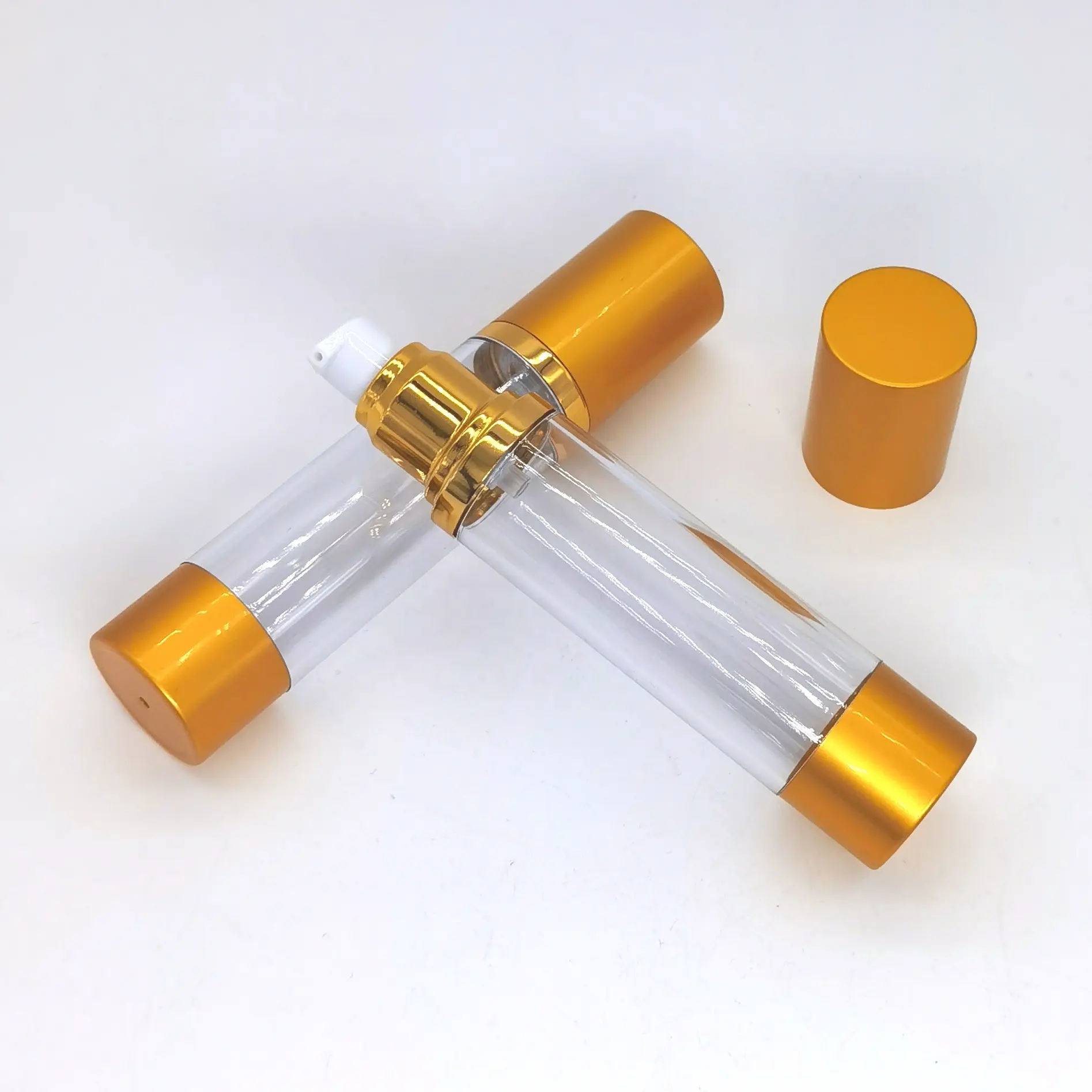 15ml 30ml 50ml di lusso in plastica dorata lozione cosmetica Dispenser Airless flaconi per pompa airless in oro smerigliato