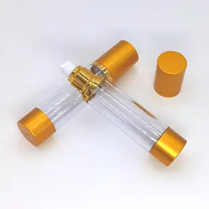 15ml 30ml 50ml Luxury Gold Plastic Cosmetic Lotion Airless Dispenser Frosted gold airless Pump Bottles