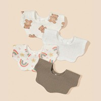 Bavoirs pour bébé, lot de 4, 100% coton mousseline, doux, absorbant, fermeture à pression réglable, imprimé ours/arc-en-ciel, bavoirs d'alimentation pour bébé, fournisseur en gros