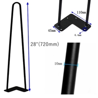 Pieds de table en métal noir en forme de U de haute qualité et résistants, design moderne, 2 tiges pour banc, table de restaurant, table basse, salon