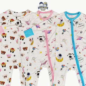 بيجامة أطفال من الخيزران بتصميم شخصيات كرتونية مخصصة، بسحاب مزدوج، ملابس نوم كاجوال للأطفال لفصل الخريف - Product Image 3