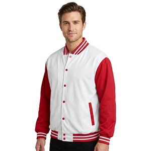 Veste de sport noire pour homme avec manches blanches, col rabattu, fermeture à boutons, style preppy, vêtement d'automne - Product Image 5
