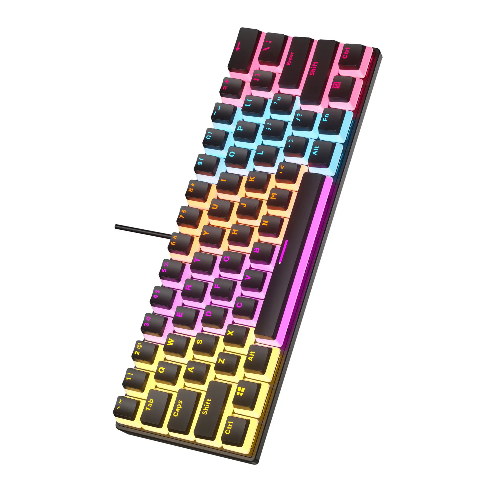 Cheap Price Wholesale OEM USB 61 Keys Mini Wired RGB LED Mechanical Gaming Keyboard For Gamer Desktop PC Computer