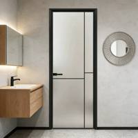 Portes de salle de bain modernes en aluminium par une usine chinoise – Nouveau modèle de portes d'entrée principales pour toilettes résidentielles